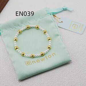 Enewton Gold Bead & White Pearl Bracelet